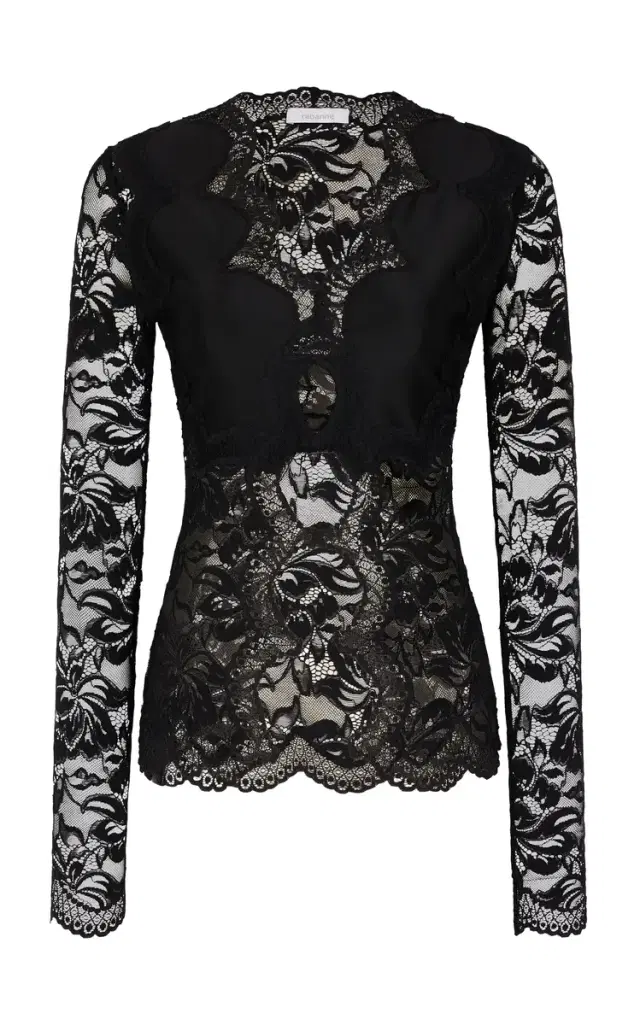 Rabanne Scalloped Stretch-Lace Top