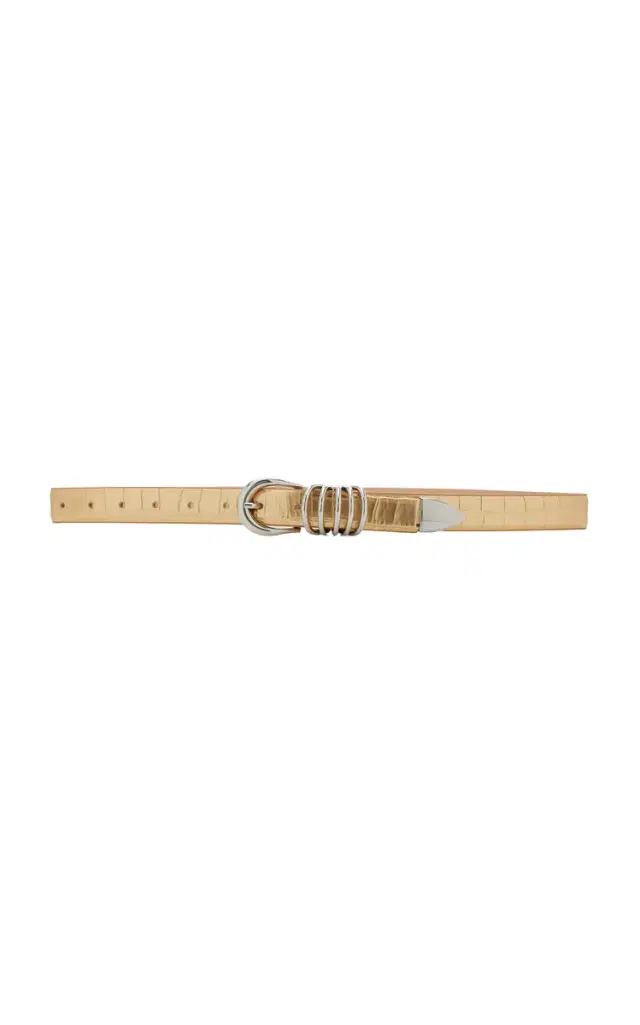 Hollyhock Metallic Croc-Effect Leather Belt