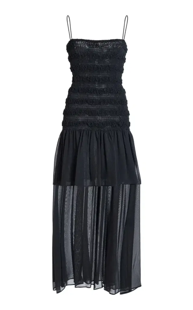 Michal Smocked Georgette Midi Dress