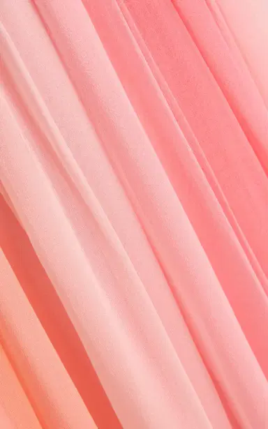 Monique Lhuillier V-Neck Silk Pleated Gown With Streamers | Thumbnail 4
