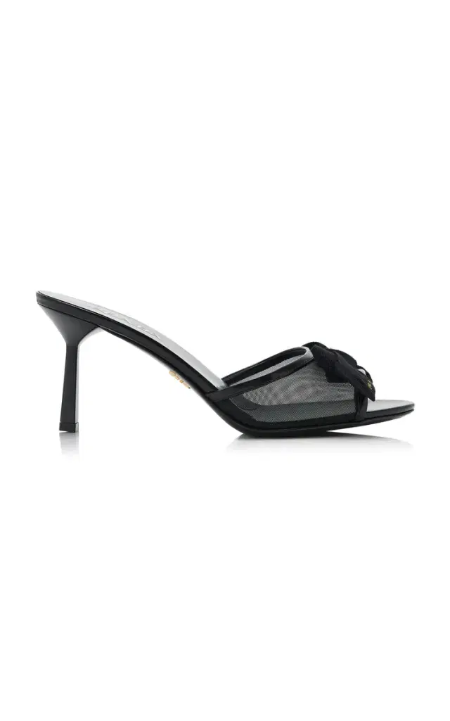 Prada Bow-Detailed Mesh Mules