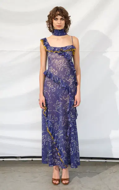 SIEDRÉS Monica Ruffled Chiffon Maxi Dress | Thumbnail 2