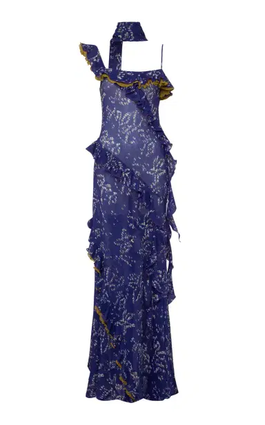 SIEDRÉS Monica Ruffled Chiffon Maxi Dress | Thumbnail 1