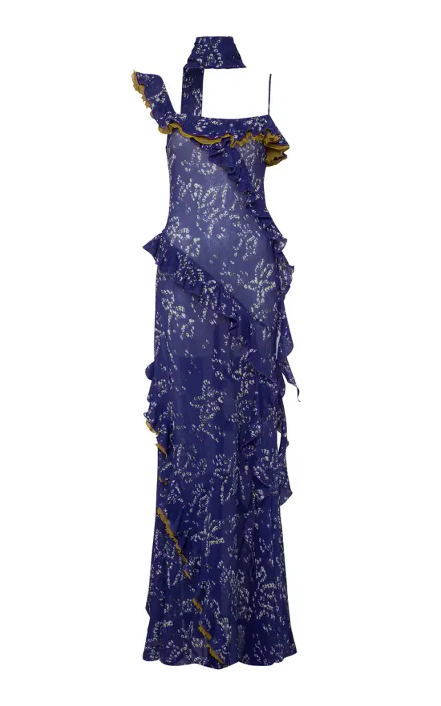 Monica Ruffled Chiffon Maxi Dress