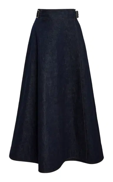 Adam Lippes Wrap Denim Midi Skirt | Thumbnail 1