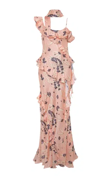 SIEDRÉS Monica Ruffled Satin Maxi Dress | Thumbnail 1