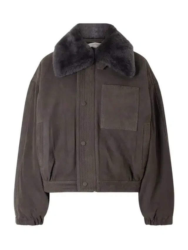 Shearling-trimmed Nubuck Bomber Jacket