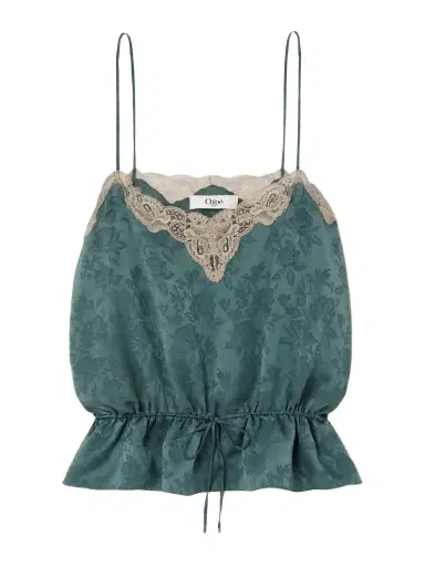 Chloé Lace-trimmed Silk-jacquard Camisole | Thumbnail 1 Chloé Lace-trimmed Silk-jacquard Camisole | Thumbnail 1