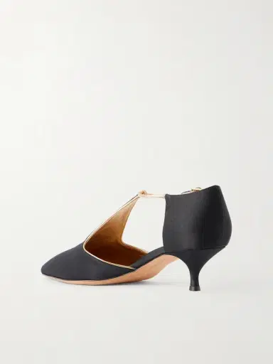 Emme Parsons Leandra Leather-trimmed Satin Pumps | Thumbnail 3