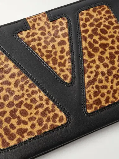 Valentino Garavani Viva Superstar Medium Leather-trimmed Leopard-print Calf Hair Clutch | Thumbnail 5