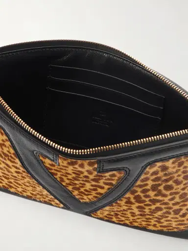 Valentino Garavani Viva Superstar Medium Leather-trimmed Leopard-print Calf Hair Clutch | Thumbnail 6