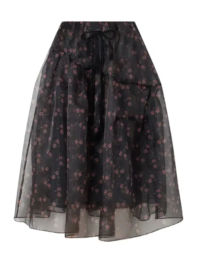 Tiered Floral-print Organza Midi Skirt