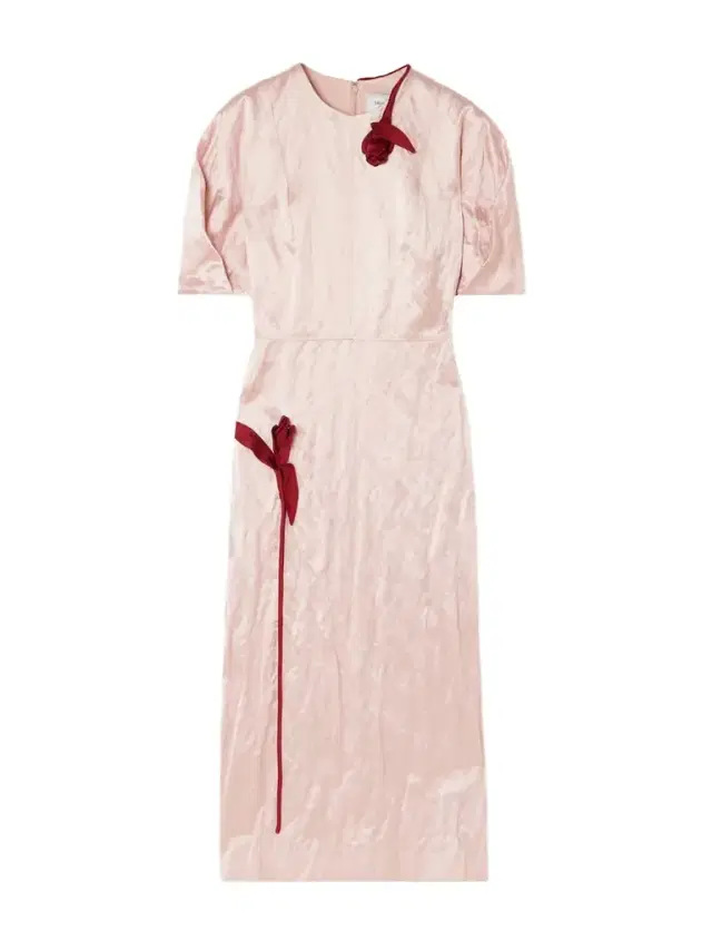 Bead-embellished Appliquéd Crinkled-satin Midi Dress
