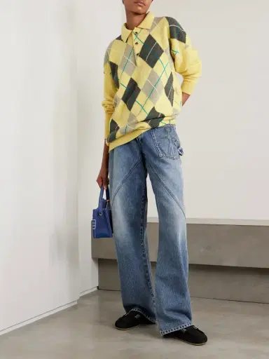 JW Anderson + Pringle Argyle Wool Polo Sweater | Thumbnail 2 JW Anderson + Pringle Argyle Wool Polo Sweater | Thumbnail 2