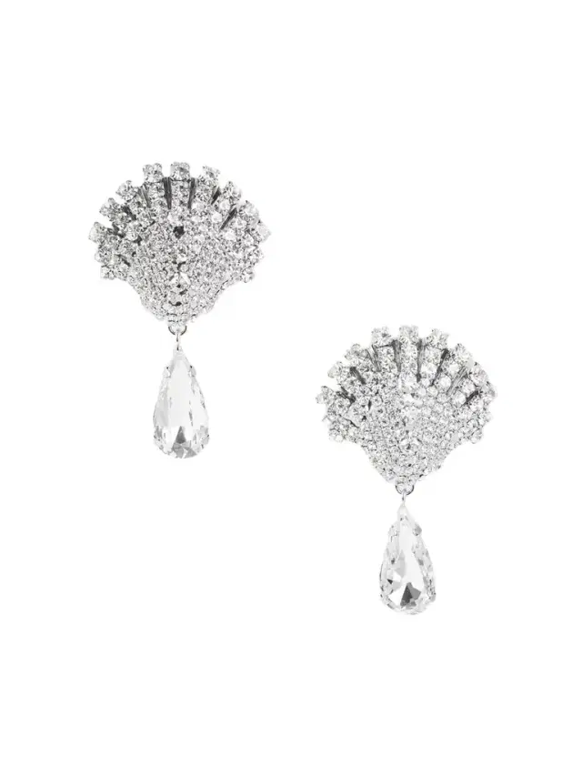 tone And Crystal Clip Earrings