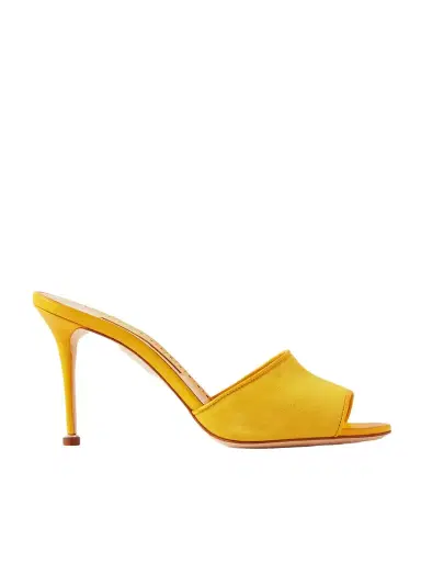 Manolo Blahnik Larache 90 Suede Mules | Thumbnail 1 Manolo Blahnik Larache 90 Suede Mules | Thumbnail 1