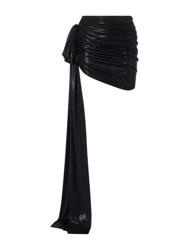 Norma Kamali Diana Pickleball Bow-detailed Stretch-lamé Mini Skirt