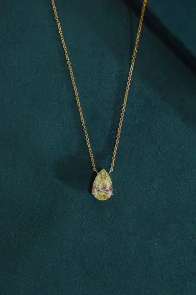 Wish Fine Jewelry IGI 4.02ct Diamond 18K Gold Pear Pendant Chain Necklace | Thumbnail 2