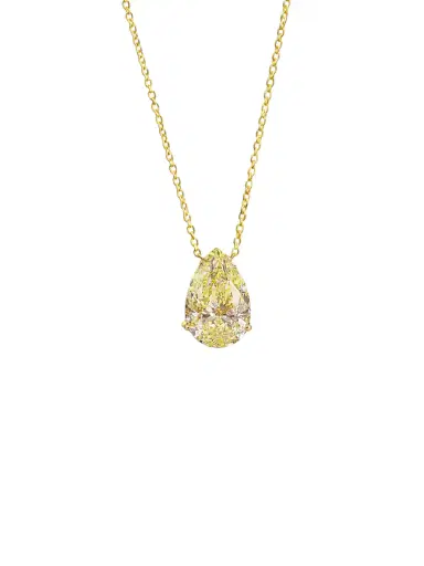 Wish Fine Jewelry IGI 4.02ct Diamond 18K Gold Pear Pendant Chain Necklace | Thumbnail 1