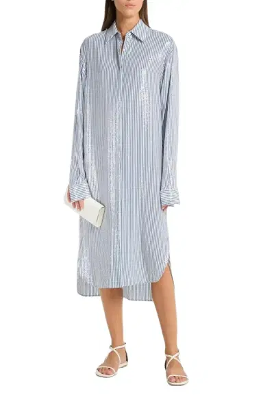Michael Kors Collection Embellished Oversized Shirt Dress | Thumbnail 1