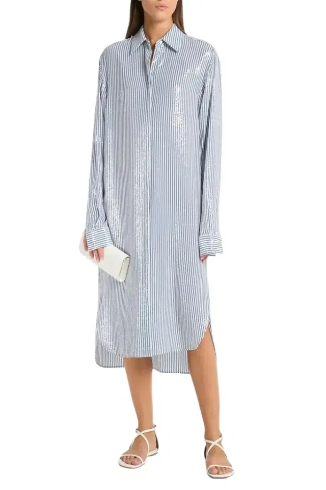 Embellished Oversized Shirt Dress