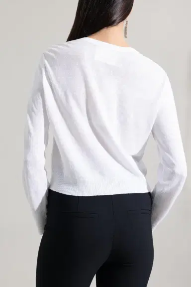 LARS ANDERSSON Long Sleeve Crewneck Cardigan - White | Thumbnail 4 LARS ANDERSSON Long Sleeve Crewneck Cardigan - White | Thumbnail 4