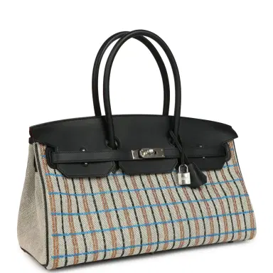 HERMÈS Hermes Shoulder Birkin Light 39 Multicolor Toile and Black Swift Palladium Hardware | Thumbnail 2 HERMÈS Hermes Shoulder Birkin Light 39 Multicolor Toile and Black Swift Palladium Hardware | Thumbnail 2
