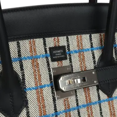 HERMÈS Hermes Shoulder Birkin Light 39 Multicolor Toile and Black Swift Palladium Hardware | Thumbnail 7 HERMÈS Hermes Shoulder Birkin Light 39 Multicolor Toile and Black Swift Palladium Hardware | Thumbnail 7