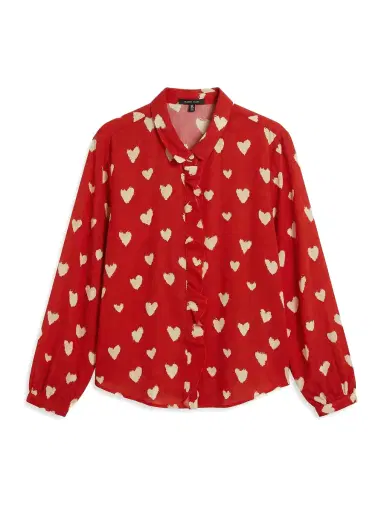R13 Heart Print Ruffle Front Blouse | Thumbnail 1 R13 Heart Print Ruffle Front Blouse | Thumbnail 1