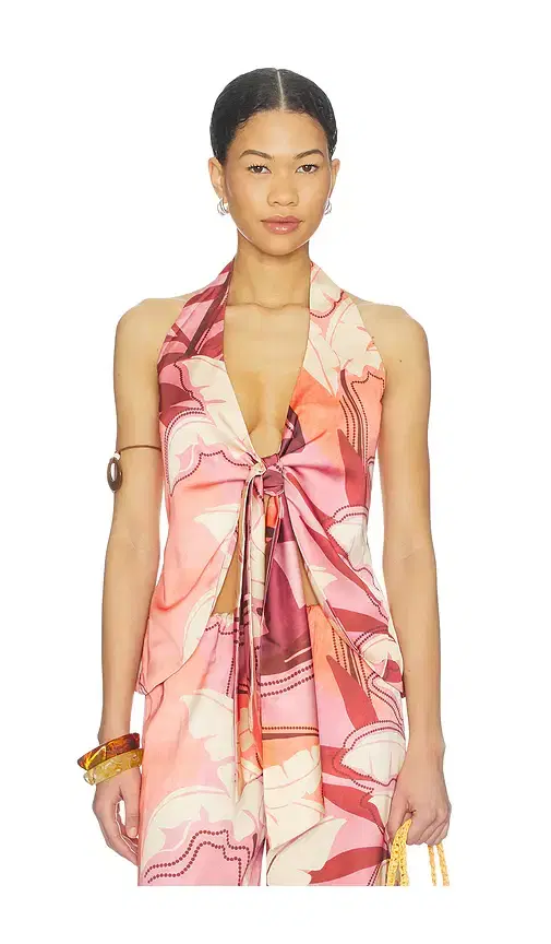 SEVEN WONDERS Kaeli Tie Front Halter Top