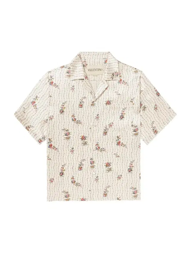 Camp-Collar Floral-Print Silk-Twill Shirt - Men