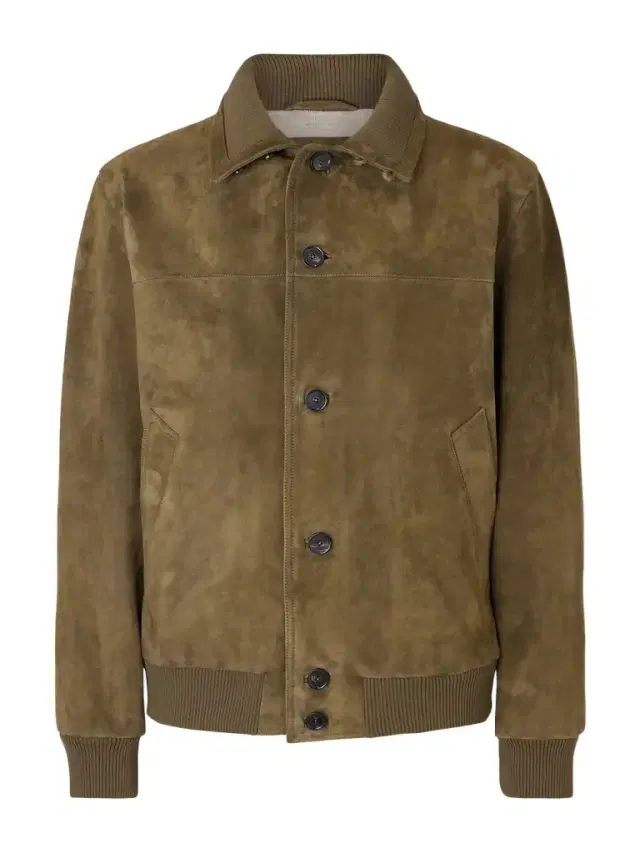 Loro Piana Ribbed Knit-Trimmed Suede Bomber Jacket - Men