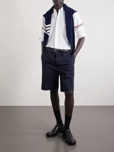Thom Browne Straight-Leg Cotton-Twill Shorts - Men | Thumbnail 2