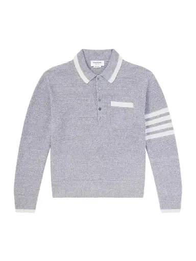 Thom Browne Striped Linen and Cotton-Blend Polo Sweater - Men | Thumbnail 1