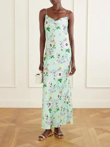 Rabanne Chain-embellished Floral-print Satin Midi Dress | Thumbnail 2 Rabanne Chain-embellished Floral-print Satin Midi Dress | Thumbnail 2