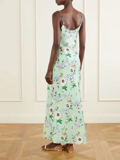 Rabanne Chain-embellished Floral-print Satin Midi Dress | Thumbnail 3 Rabanne Chain-embellished Floral-print Satin Midi Dress | Thumbnail 3