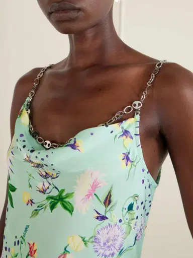 Rabanne Chain-embellished Floral-print Satin Midi Dress | Thumbnail 5 Rabanne Chain-embellished Floral-print Satin Midi Dress | Thumbnail 5