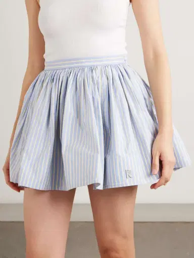 Rabanne Embellished Pleated Striped Cotton-poplin Mini Skirt | Thumbnail 3