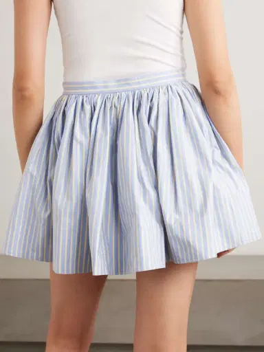 Rabanne Embellished Pleated Striped Cotton-poplin Mini Skirt | Thumbnail 4