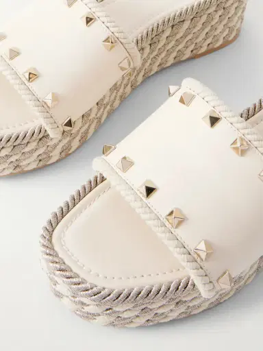 Valentino Garavani Rockstud Leather Platform Espadrille Slides | Thumbnail 5