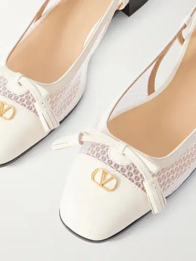 Valentino Garavani Valet Du Roi 25 Tasseled Leather And Mesh Slingback Ballet Flats | Thumbnail 5