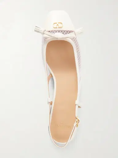 Valentino Garavani Valet Du Roi 25 Tasseled Leather And Mesh Slingback Ballet Flats | Thumbnail 6