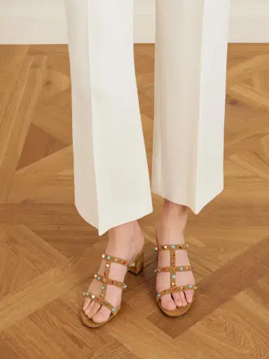 Valentino Garavani Rockstud 60 Embellished Suede Mules | Thumbnail 2 Valentino Garavani Rockstud 60 Embellished Suede Mules | Thumbnail 2