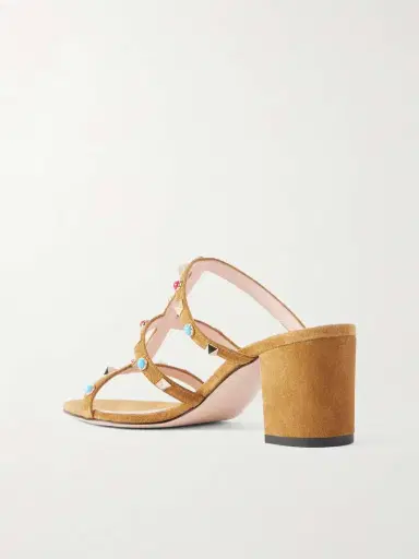 Valentino Garavani Rockstud 60 Embellished Suede Mules | Thumbnail 3 Valentino Garavani Rockstud 60 Embellished Suede Mules | Thumbnail 3