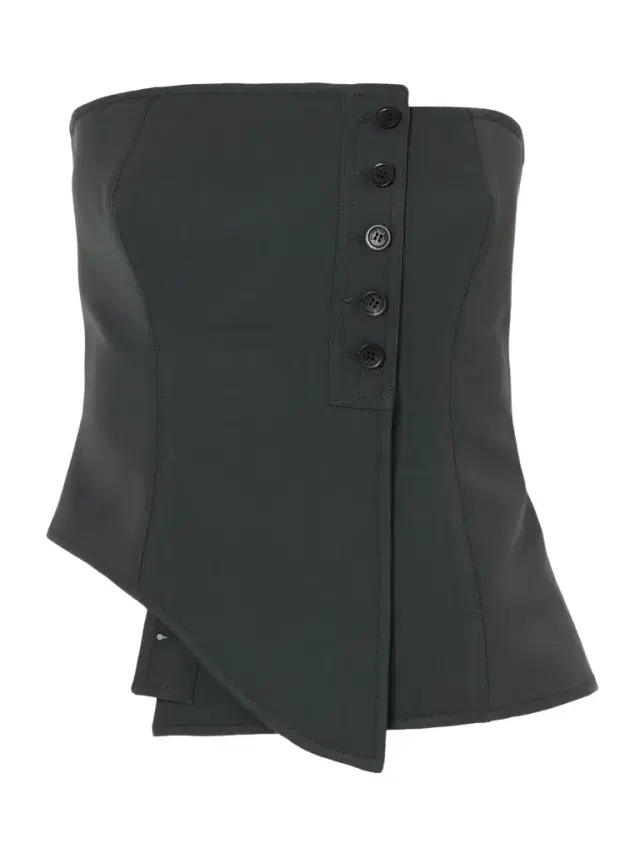 Strapless Asymmetric Wool-blend Twill Bustier Top