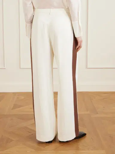 TWP Sulli Pleated Striped Coated Woven Wide-leg Pants | Thumbnail 4