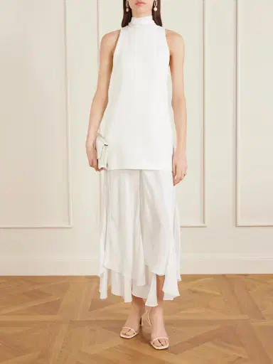 Brandon Maxwell Leonie Scarf-detailed Layered Crepe And Georgette Maxi Dress | Thumbnail 2