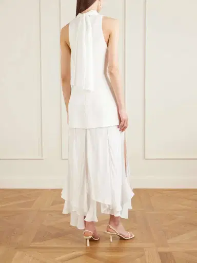 Brandon Maxwell Leonie Scarf-detailed Layered Crepe And Georgette Maxi Dress | Thumbnail 3