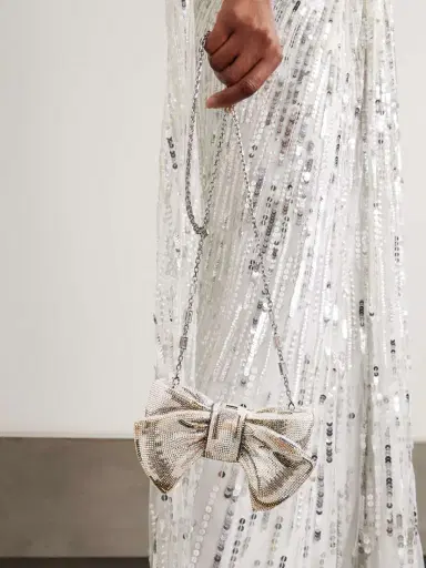 Judith Leiber Couture Bow Just For You Crystal-embellished Silver-tone Clutch | Thumbnail 6