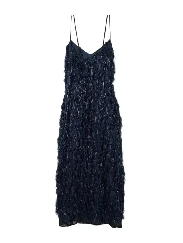 Metallic Fringed Organza Midi Dress